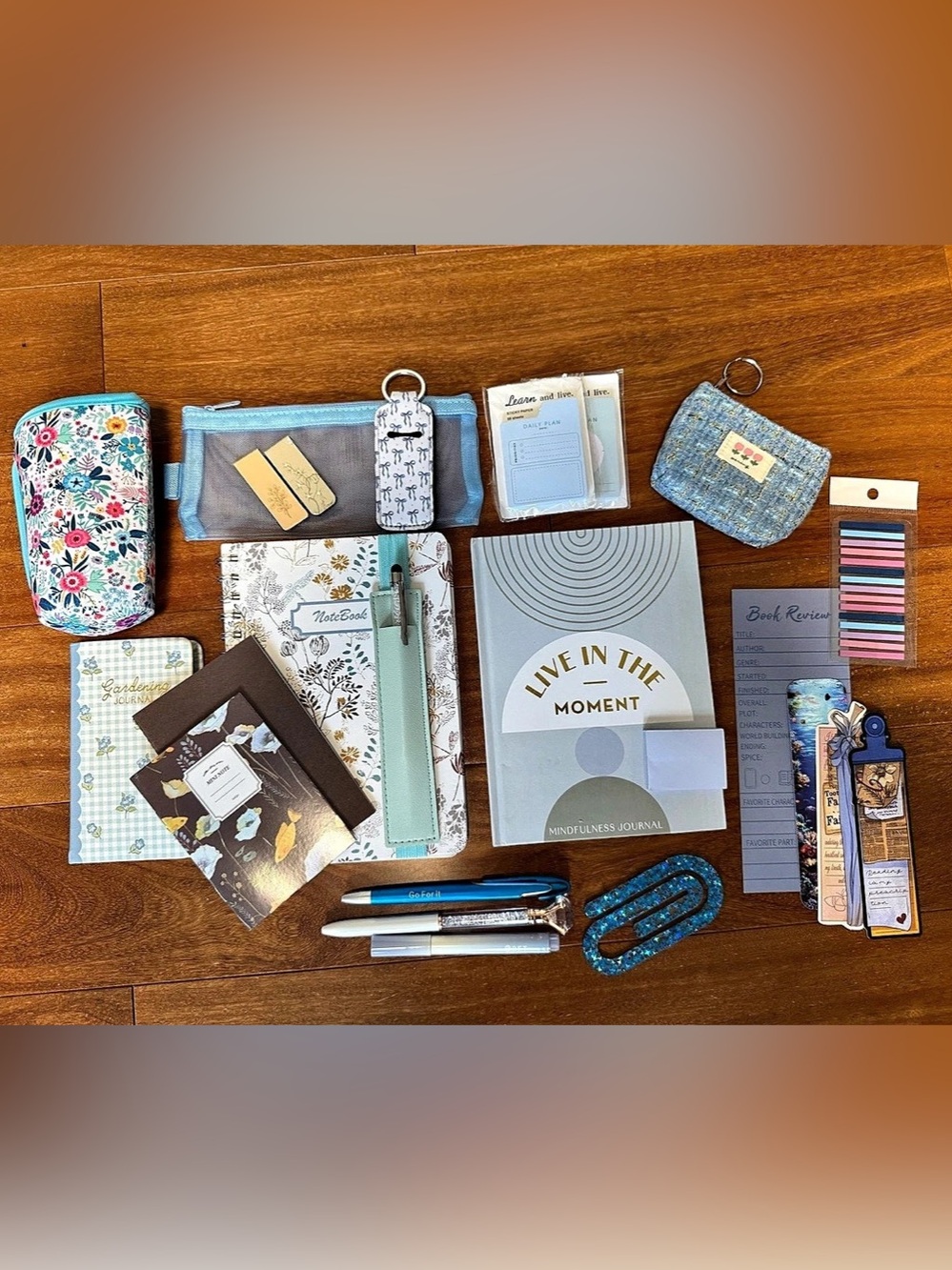 Light Blue Mindfulness Journal and Floral Notebook Bundle